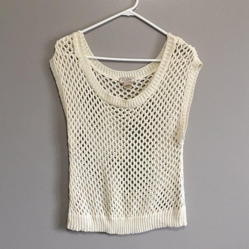 Cream knit sweater vest